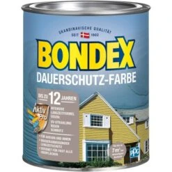 Bondex Dauerschutz-Farbe Silbergrau Seidenglänzend 750 Ml