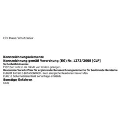 OBI Dauerschutzlasur Eiche 2,5 L -Innenfarben Verkauf 26 2539 Gefahrstoffetikett