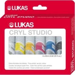 Lukas Cryl Studio Acrylfarben-Set 6 X 20 Ml Tuben Im Karton-Etui
