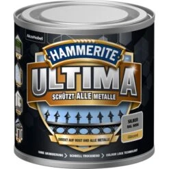 Hammerite Ultima Premium Metall-Schutzlack Glänzend Silber 250 Ml