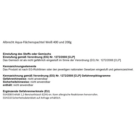 Albrecht Aqua-Flächenspachtel Weiß 400 G 4 Albrecht Aqua-Flächenspachtel Weiß 400 G – Bild 2