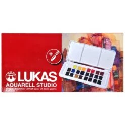 Lukas Aquarell Studio Aquarellfarben-Reiseset 24 X 1/2-Näpfchen -Innenfarben Verkauf 5011386125480 3681 VP 02