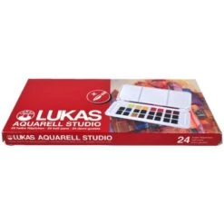 Lukas Aquarell Studio Aquarellfarben-Reiseset 24 X 1/2-Näpfchen -Innenfarben Verkauf 5011386125480 3681 VP 03