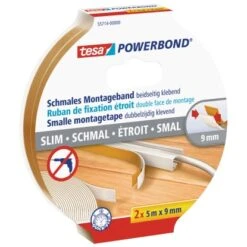 Tesa Powerbond Montageband Schmal 2 Stück 5 M X 9 Mm