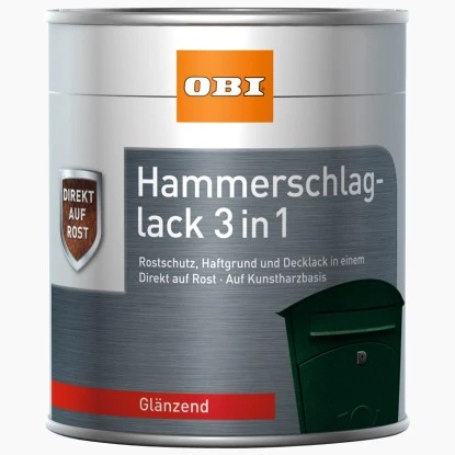 OBI Hammerschlaglack 3in1 Dunkelgrün Glänzend 375 Ml 3 OBI Hammerschlaglack 3in1 Dunkelgrün Glänzend 375 Ml