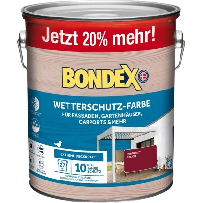 Bondex Wetterschutz-Farbe RAL 3004 Purpurrot - 3 L Ausreichend Für Ca. 27 M² 3 Bondex Wetterschutz-Farbe RAL 3004 Purpurrot - 3 L Ausreichend Für Ca. 27 M²