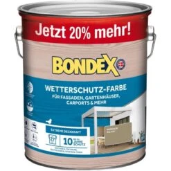 Bondex Wetterschutz-Farbe RAL 7034 Marehalm (Braun) - 3 L Reicht Für Ca. 27 M²