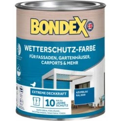 Bondex Wetterschutz-Farbe RAL 5009 Azurblau 750 Ml
