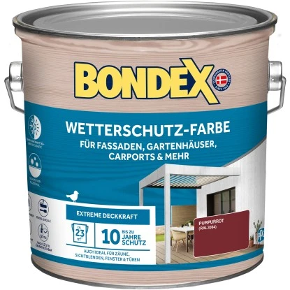 Bondex Wetterschutz-Farbe RAL 3004 Purpurrot 2,5 L 3 Bondex Wetterschutz-Farbe RAL 3004 Purpurrot 2,5 L