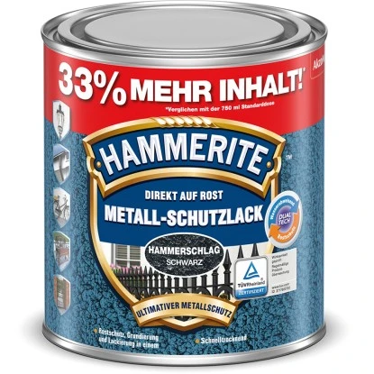 Hammerite Metall-Schutzlack Schwarz Hammerschlag 1 L 3 Hammerite Metall-Schutzlack Schwarz Hammerschlag 1 L
