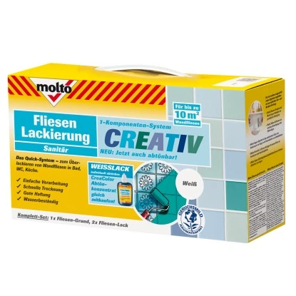 Molto Fliesen Lackierung Creativ Weiß Glänzend Komplett-Set 3 Molto Fliesen Lackierung Creativ Weiß Glänzend Komplett-Set