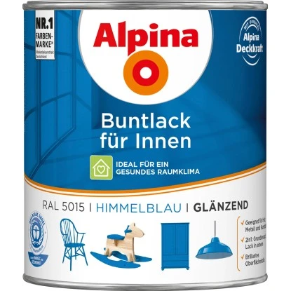 Alpina Buntlack Für Innen Himmelblau Glänzend 750 Ml 3 Alpina Buntlack Für Innen Himmelblau Glänzend 750 Ml